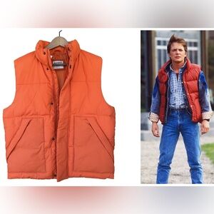 “Hey, McFly!” - Back to the Future Cosplay / Safety Orange Puffer Vest. Men’s M
